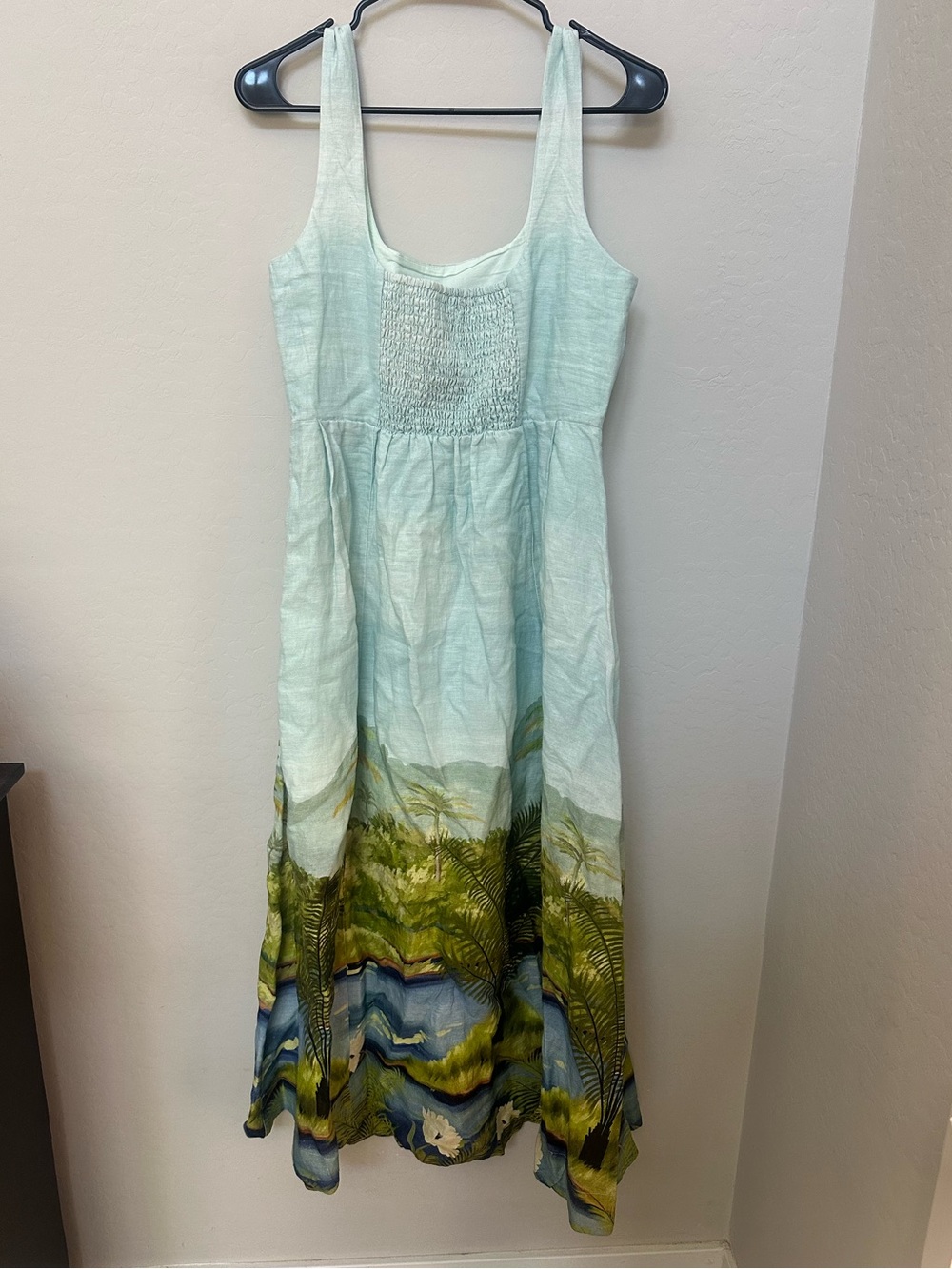Calypso St. Barth 100% Linen Tropical Print Midi Dress Size 8 - Picture 4 of 7